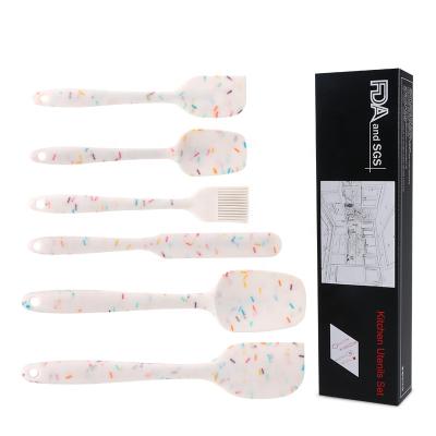 China Viable Food Grade 6 Pieces Silicone Spatula Set Cake Baking Silicone Pastry Tools Spatula Set for sale