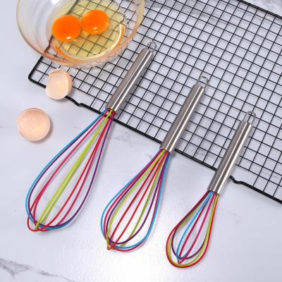 China Viable Silicone Egg Beater Set 3 Pcs Balloon Wire Beater Kitchen Egg Beater Stainless Steel Beater for sale