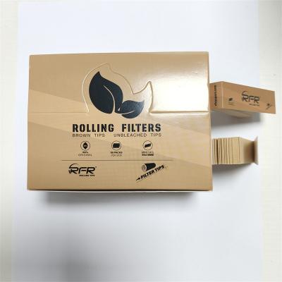 China RFR Brown Mini Tips 50 Sheets 50 Booklets Eco - Friendly Unbleached Rolling Paper For Smoking for sale