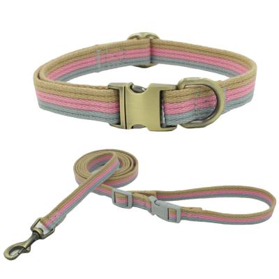 China Viable Wholesale Dog Collar and Leash Set Bronze Dog Matel Collars Custom Bulk Collar Leash Set for sale