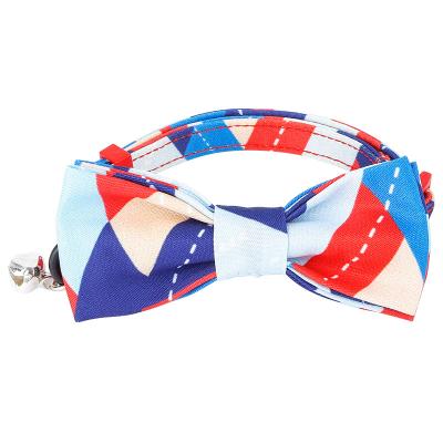 China Factory direct stocked new product cotton pet bow tie collars cute cat dog collar cute bowknot with bell for sale