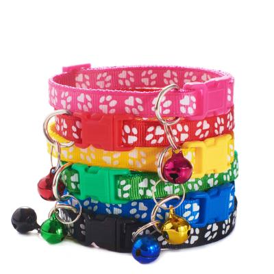 China Wholesale Cheap DETACHED Dog Footprint Cats Collar With Colorful Small Bells Shape Pet Collar for sale