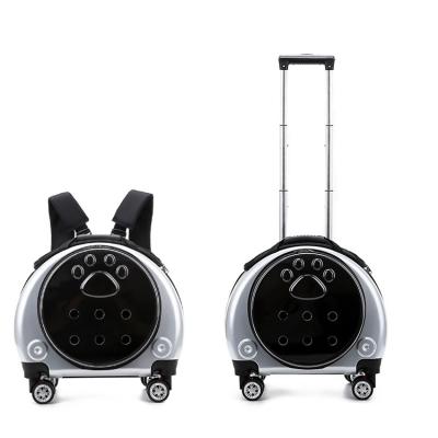 China New Design Sustainable Quality Wheel Breathable Luxury Wheel Pet Cat Dog Case Carrier Bag Puppy Pet Trolley Portable Crate for sale