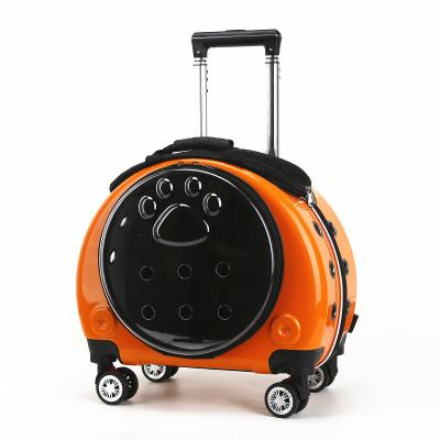 China Durable Pet Trolley Crate Backpack Bag Waterproof Pet Travel Take Out Lightweight Cat Bag Trolley Crate With Wheels for sale