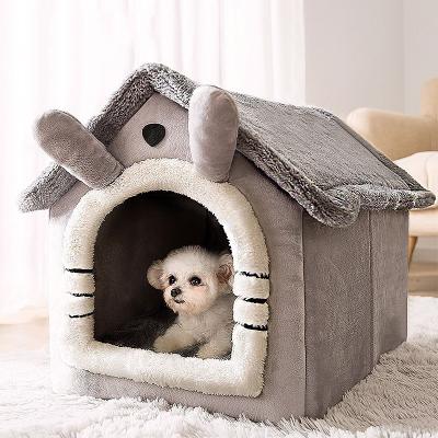 China Factory Directly Stocked Portable Cheap Folding Small Felt Cat Pet Dog House Large Soft House Large Luxury Indoor Dog Cat Kitten Tedd for sale