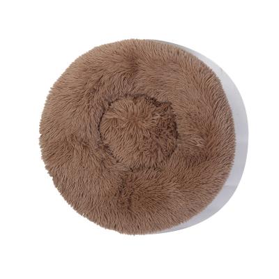 China Wholesale Stocked Soft Luxury Round Dog Cat Pet Beds Designer Donut Pet Bed Donut Plush Dog Bed for sale