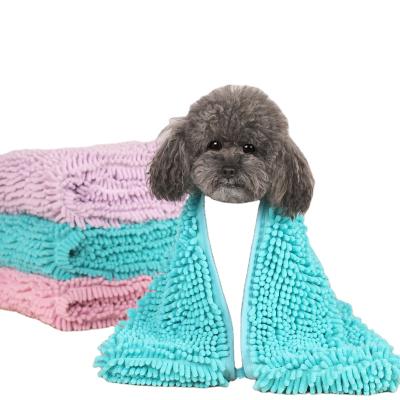 China OEM Viable Wholesale Custom Logo Dog Towel Manufacturer Multi Colors Grooming Absorbent Dog Towel Chenille Pet Towel for sale