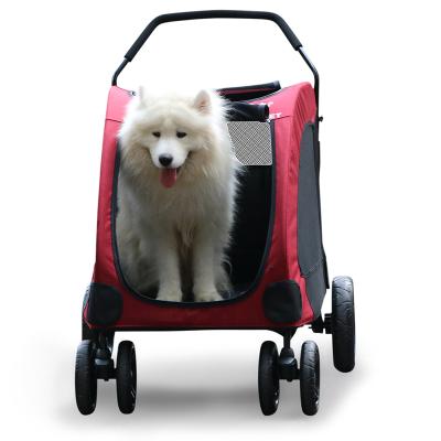 China Small Animals Outdoor 4 Wheels Luxury Travel Pet Carts Folding Cart Folding Pet Strollers Dog Cat Carrier Large And Medium Luxury Dogs for sale