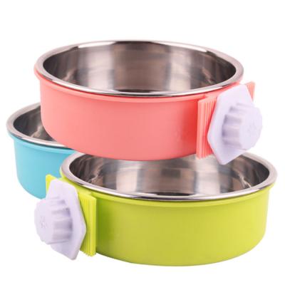 China Wholesale New Viable Factory Pet Bowl Feeder Stainless Steel Pet Bowl Cat Feeders Hanging Fixed Dog Bowl Food Utensils for sale