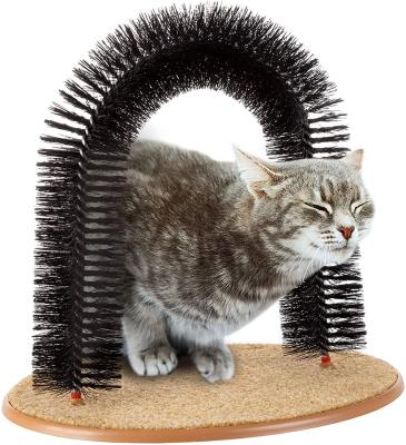 China Stocked Cat Arch Self Groomer Massager Toy for Pet Cat Hair Brush Scratcher and Fur Grooming Cat Toy for sale