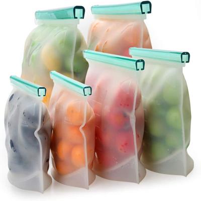 China Sustainable Wholesale Reusable 100% Silicone Food Storage Container Bag Zipper For Packing Food for sale