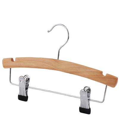 China Eco-friendly Material Natural Solid Wood Pants Rack Metal Clip Hanger Wooden Clothes Slip-Resistant Clothes Hanger for sale