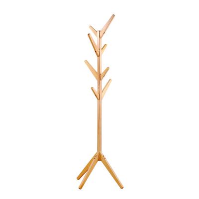 China Wholesale Free Standing Fashion Floor Coat Rack Tree Wooden Coat Rack With Hook 8 for sale