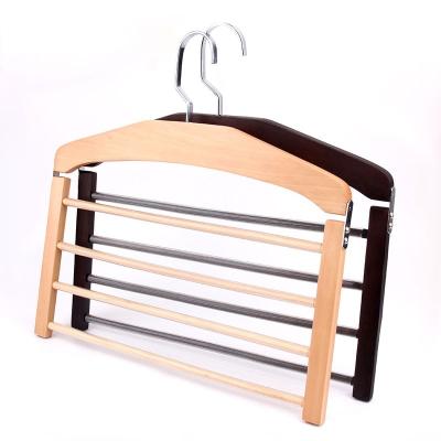 China Four Layers Betterall Hot Selling Exquisite Bedroom 4-Tier Non-slip Clothes Rack Space Saving Wooden Multi Trouser Hanger for sale