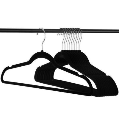 China Velvet liner factory direct sales save space black non-slip assembled hanger velvet suit hangers for sale