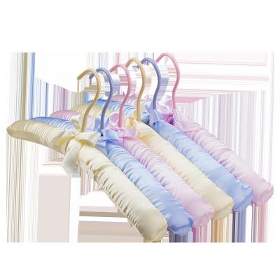 China Indoor High Quality Anti-theft Satin Padded Stain Solid Silk Hanger Daily Life Cloth Hanger For Home for sale