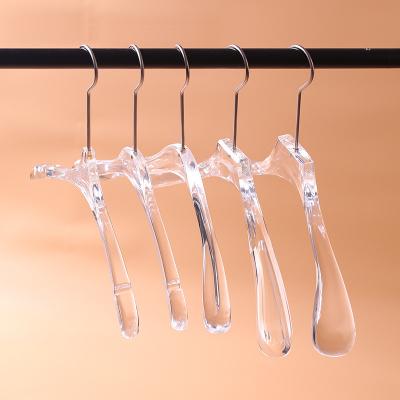 China Transparent Logo Casual Custom Adult Acrylic Coat Hanger Clear Acrylic Hanger with Gold Hook for sale