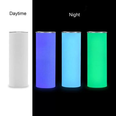 China 2022 Sustainable New Double Wall Stainless Steel Straight Glow In The Dark Vacuum Insulated Tumbler With Lid for sale