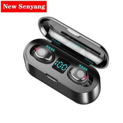 China New F9 Waterproof And Sweatproof Digital Display Portable In-Ear Power Bank TWS Bluetooth Headset Viable Wireless Border Touch for sale