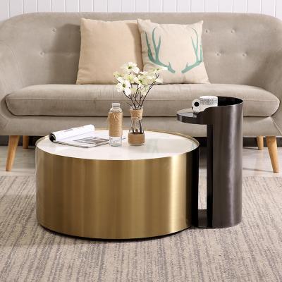 China Other Mesa Table Low OE-FASHION Custom Luxury Marble Top Stainless Steel and Gold View Round Modern Coffee Tables for sale