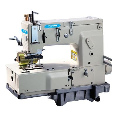 China HIGH-SPEED YS-1412P 12 needle double chain stitch flat bed multi needle industrial sewing machine for simultaneous Shirring for sale