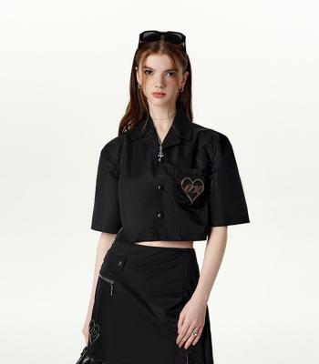 China Sustainable Ladies Black Nylon Short Sleeve Short Shirt Tops Sexy Sweet Mini Skirt High Waist Skirt And Tops Sets for sale