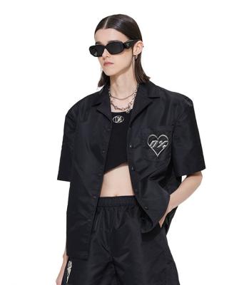 China 2022 Viable Hot Nylon Short Set Women Office Crop Sleeve Mini Shorts Two Piece Sets Street Women for sale