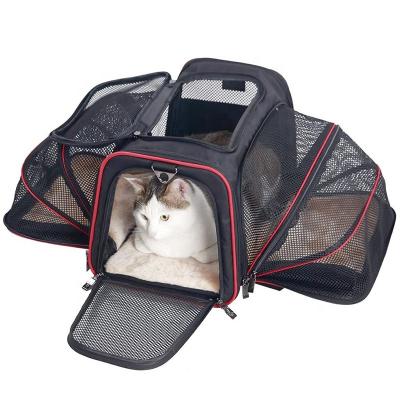 China Outdoor Portable Foldable Expandable Breathable Waterproof Cat Dog Carrier Travel Bag Pet Carrier with Soft Mat for sale