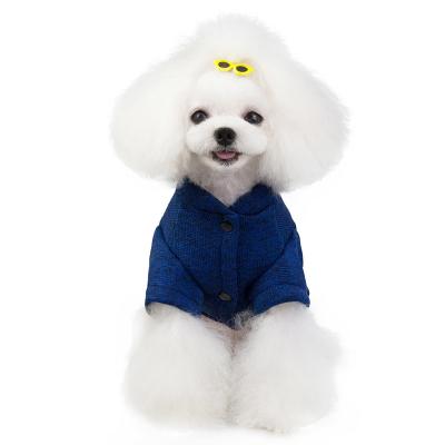 China Spring And Autumn Trendy Puppy Cardigan Biped Stocked Breathable Cotton Knitted Sweater Dog Clothes for sale