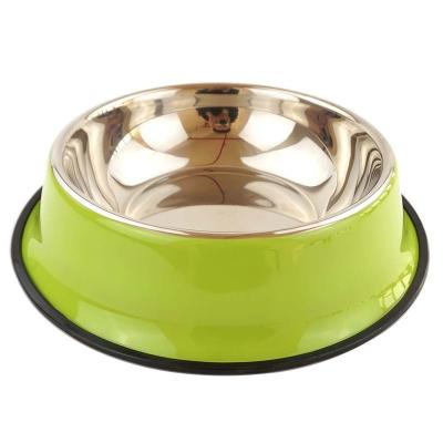 China Simplicity Food Grade Stainless Steel Pet Bowl Viable Wholesale Goods Portable Non-Slip Customizable Feeders for sale