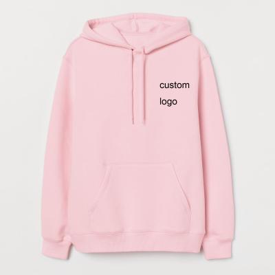 China Custom Logo Solid Pink Blank Wholesale Anti-wrinkle Hoodie Cheap Price Round Neck Ribbed Cuffs Shear Sweatshirts for sale