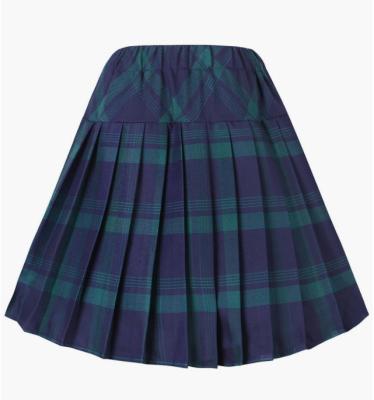 China Fashion and Trend Custom Women's Breathable Elastic Waist Plaid Pleated Skirt Tartan Skater School Uniform Mini Skirts for sale