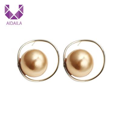 China AIDAILA Earring Accessories Jewelry Unfading Plated Loose Round Pearl Stud Earrings for sale