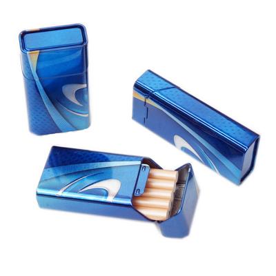 China Customized Rectangular Small Size Portable Cigarette Holder Iron Packing Metal Cigarette Holder Candy Box Small for sale