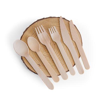 China Disposable Disposable Recycled Wooden Tableware Knife Fork and Spoon Set Takeaway Wholesale for sale