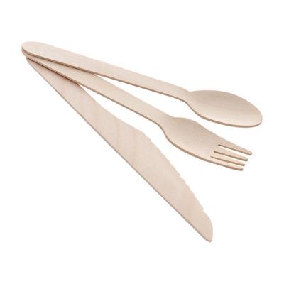 China Disposable Disposable Knife Fork And Spoon Compostable Wooden Cutlery Set With Salt Packet for sale