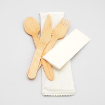 China Disposable Biodegradable Wooden Bamboo Cutlery Spoon and Knife Set Disposable Wooden Tableware for sale