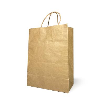 China Disposable Custom Printed Brown Kraft Fast Food Take Away Paper Bag With Handle for sale