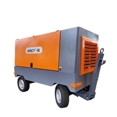 China 7-18bar Lubricated Wheels Screw Air Compressor Diesel Air Compressor For DTH Drilling Rig for sale