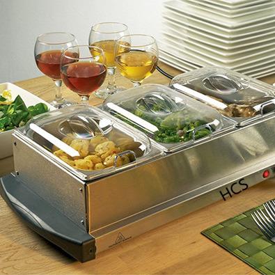 China Heating Baby Food Tray Cheap Stainless Steel Display Food Buffet Server for sale