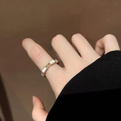 China 2021 New CLASSIQUE Gold White Real Open Ring Copper Plated Fashion Female Ring for sale