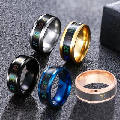 China Hiphop Titanium Steel Men's Smart Thermo-Sensitive Temperature Display Color-Changing Ring Does Not Fade Ring for sale