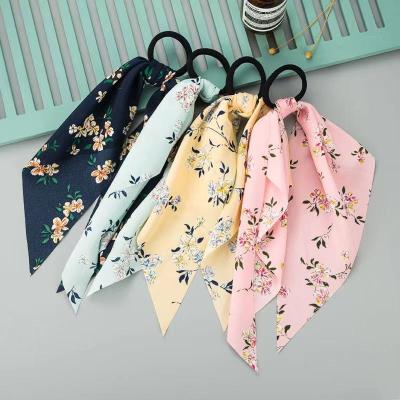 China Factory Direct Sales New Popular And Summer Hair Spring Band Chiffon Hair Ring Bow Ribbon Large Intestine Ring for sale