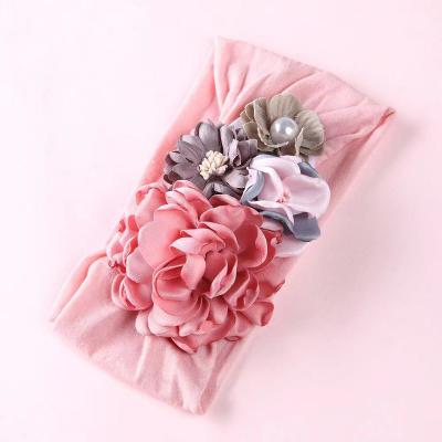 China Factory Wholesale Popular Multi Color China Flower Baby Breathable Soft Nylon Silk Headband for sale