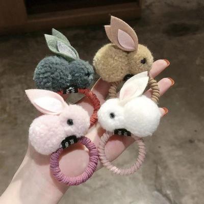 China Wholesale Korean version rabbit hair ball cartoon plush elasticity head rope decoration lovely for sale