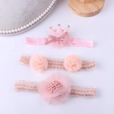 China Europe and the United States style hot selling Korean style elastic bow children high quality headband three-piece set for sale