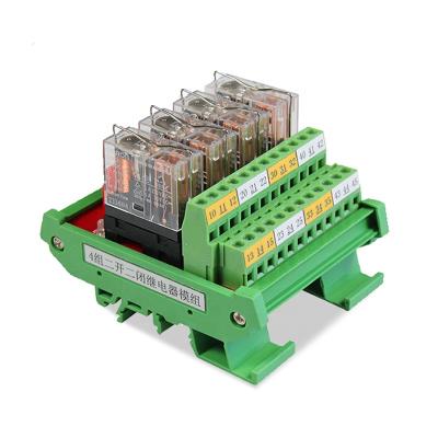 China Sealed Relay Module 4ch JR-4L2 / DC24V DPDT OMRON 2NO 2NC 4 Channel Relay Module Board With Base for sale