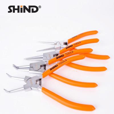 China Bent Nose Hand Tools 7 Inch 180mm Carbon Steel Internal External Circlip Pliers Easy Operation SHIND Straight Tips 94008-94011 for sale