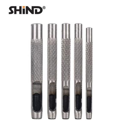 China SHIND 94075-94076 Small Large Cavity 5pcs Durable Handmade Hole Eyelets Steel Punch Set Puncher Craft Tools for sale