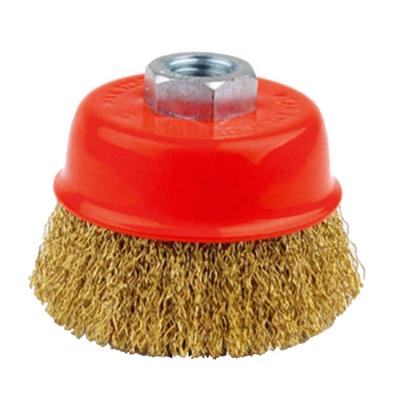 China Abrasive Polishing Durability 3 Inch Cup Brush Bent Cleaning Tools Knot Wire Bowl Cup Brush for sale